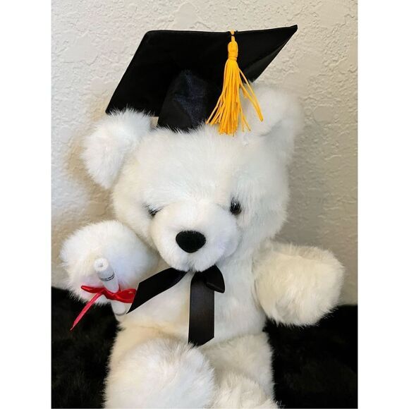 Dan Dee Worlds Best Grad Plush Bear 11" White Diploma Graduation Cap Stuffed Toy - Picture 2 of 2